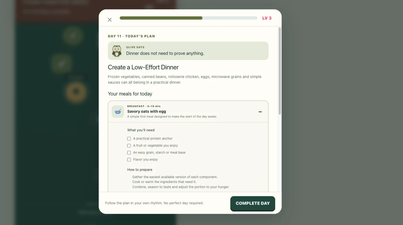 Meal Plan interface preview